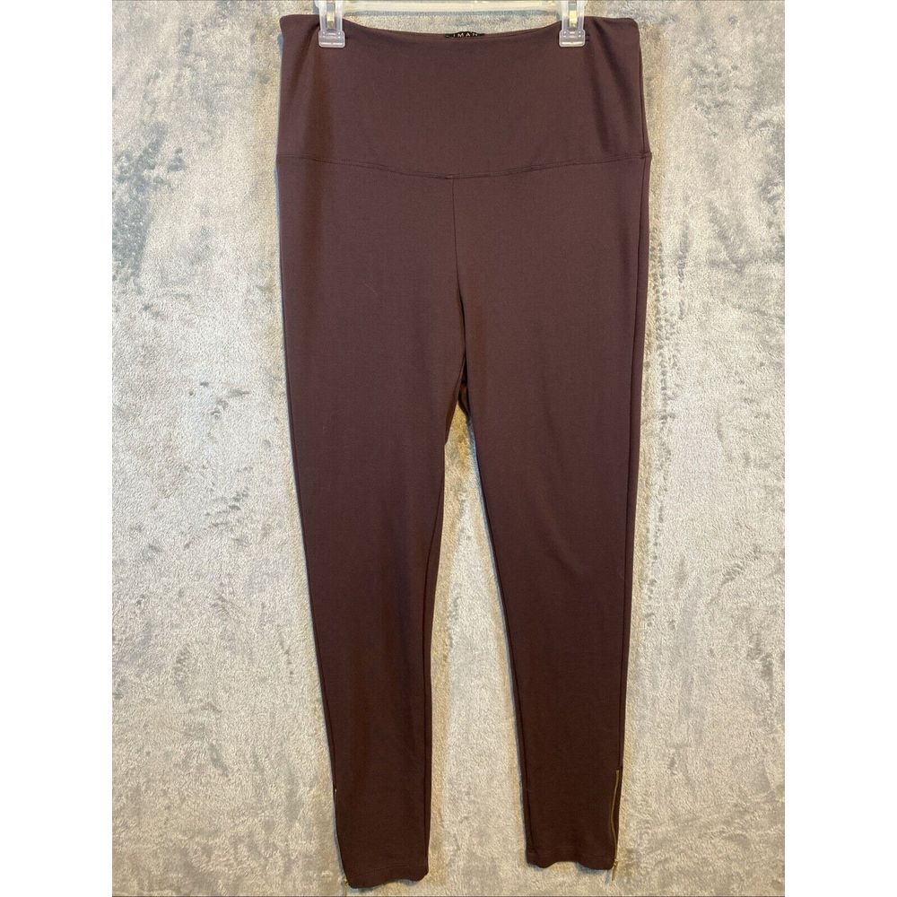 IMAN Global Chic Brown Perfect Ponte Slimming Stretch Knit Legging Pants Size L‎